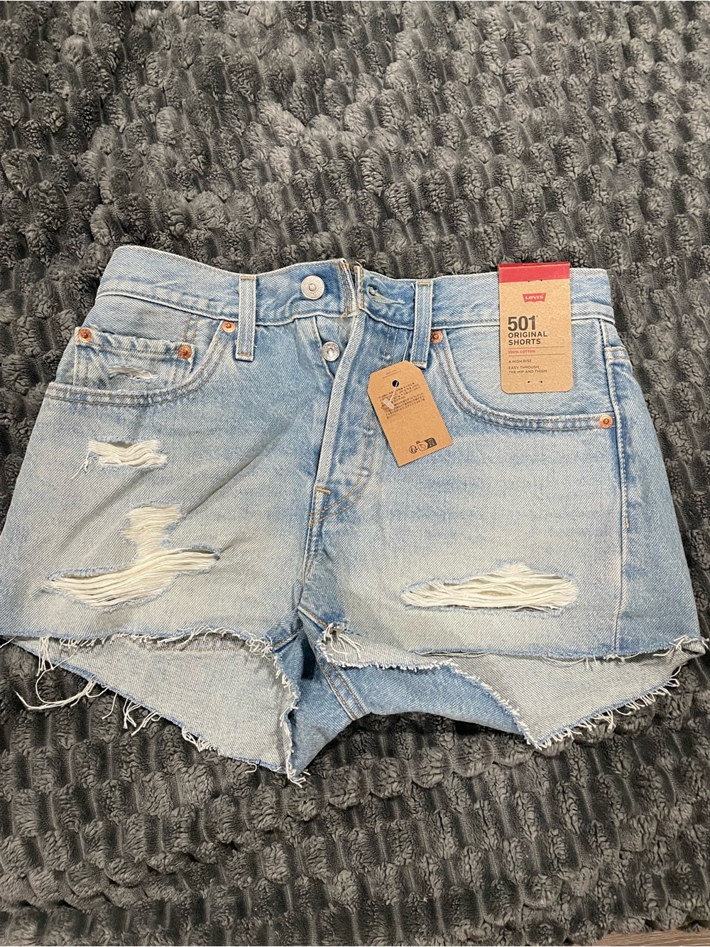 Levi's Light Blue Distressed Denim Jean Shorts